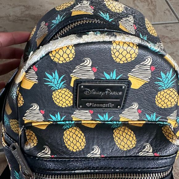 Disney Parks Loungefly Dole Whip Pineapple Swirl Mini Black Backpack Bag **Flaws main image 4